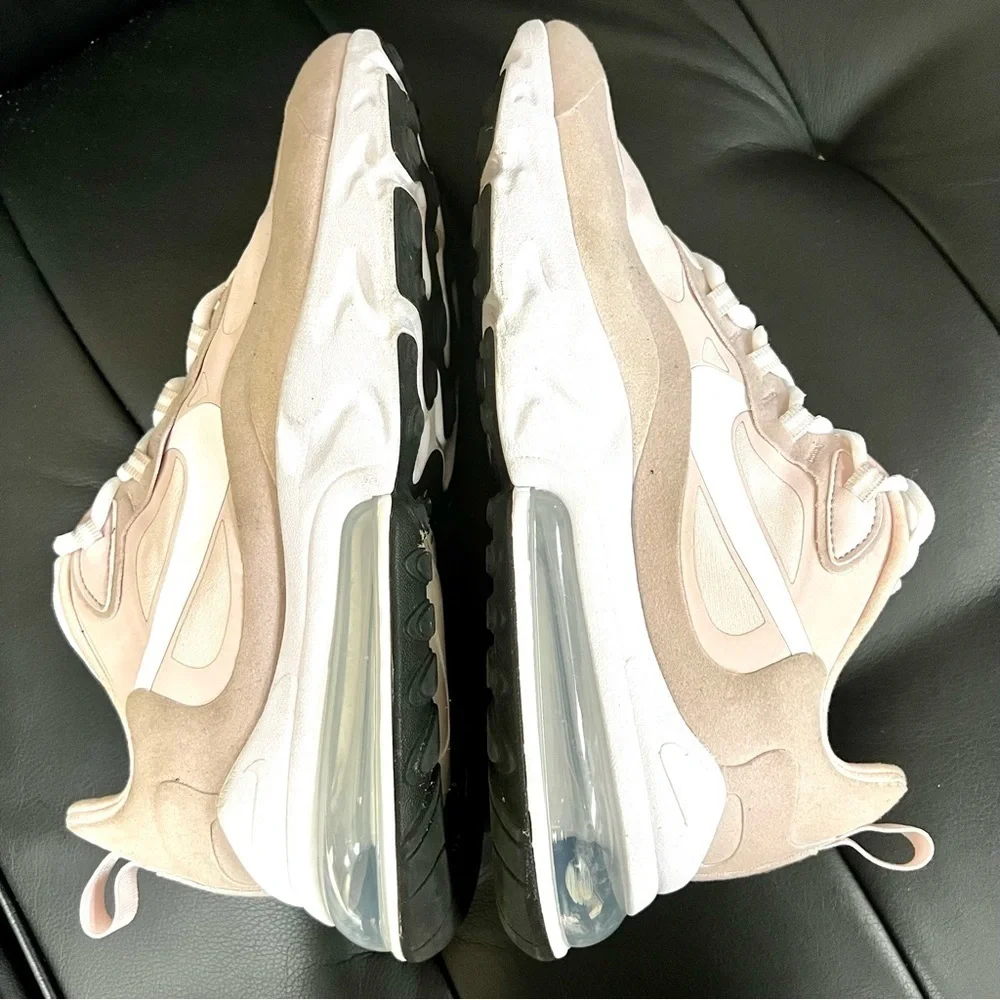 Nike Air Max 270 React Womens Barely Rose White Black size 11